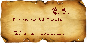 Miklovicz Vászoly névjegykártya